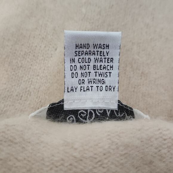 Reference Point Women's Beige V-neck Long Crocheted Long Sleeve Sweater Size SM - Picture 7 of 8